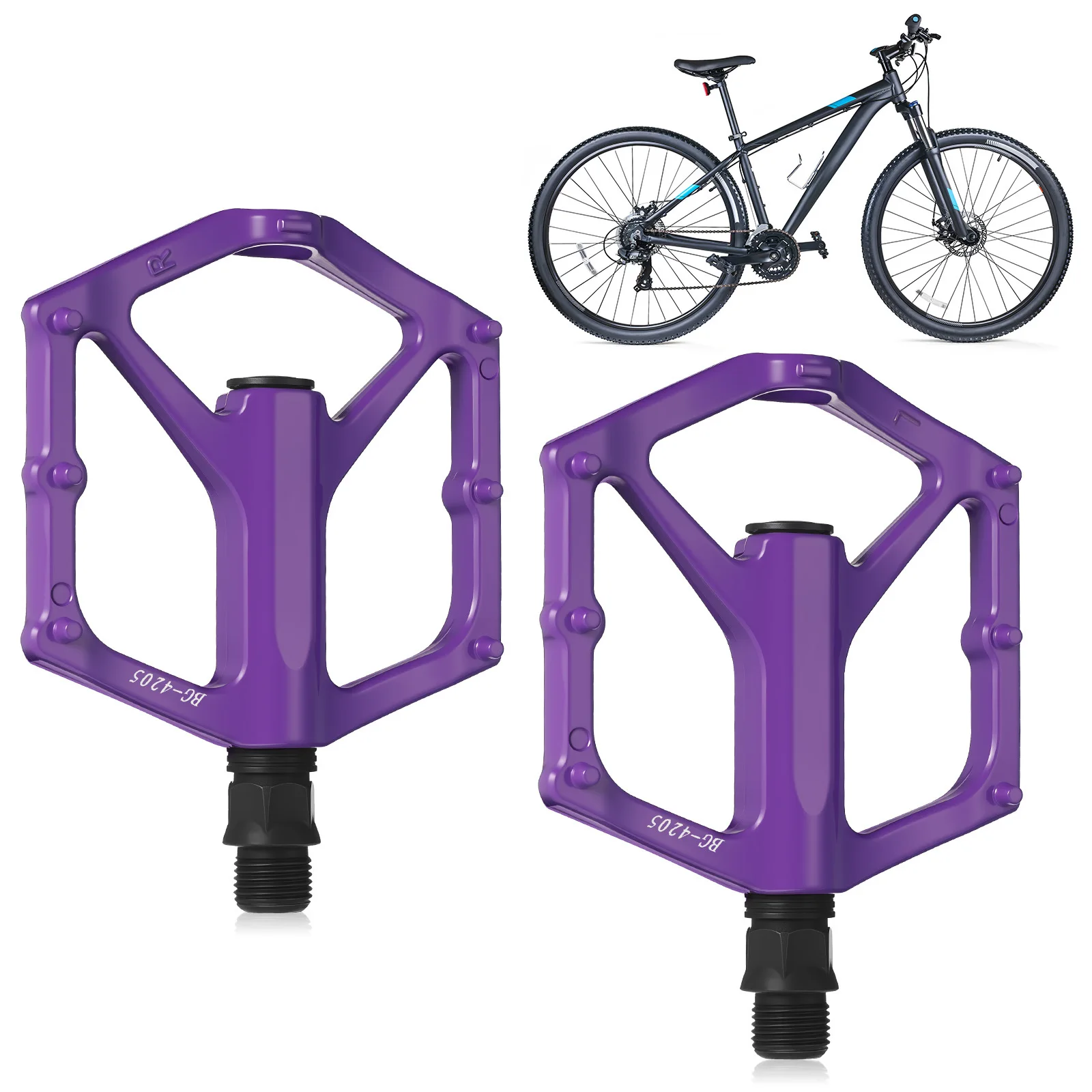 1Pair Aluminum Alloy Bike Pedals Flat Nonslip Large Platform for Adult Mountain Road Cycling Outdoor Riding Accessories