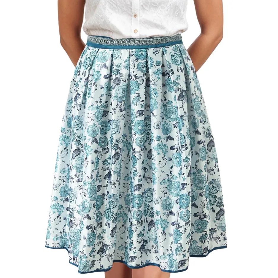 

Женская элегантная юбка-дирндль, костюм Октоберфеста, летняя юбка-миди с цветочным принтом, повседневная плиссированная юбка с высокой талией, юбки трапециевидной формы в стиле бохо