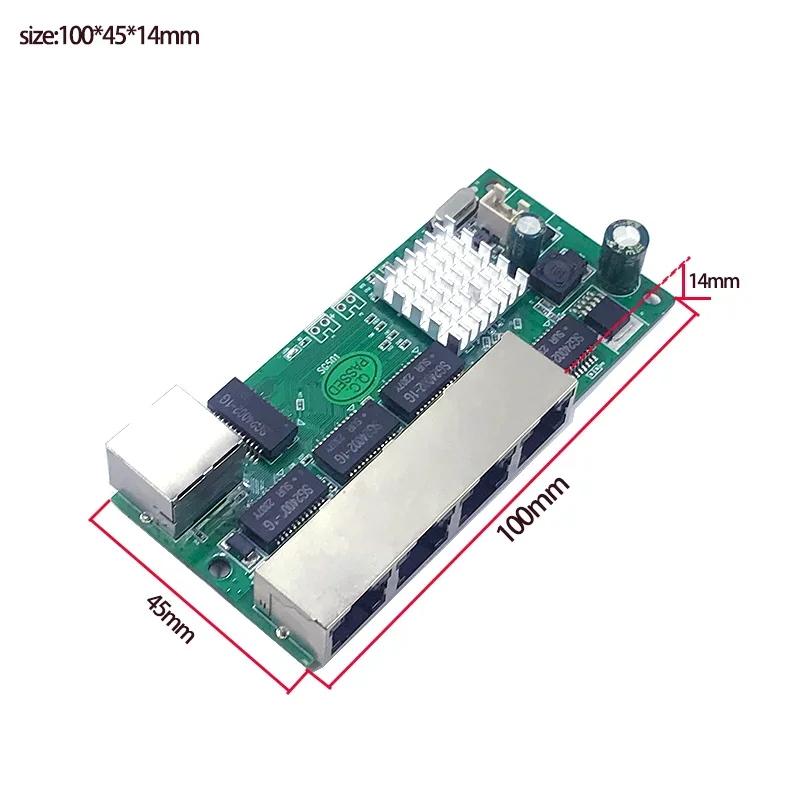 이더넷 네트워크 산업용 스위치 모듈, 5 포트, 10, 100, 1000M, 5V-16V,9V-48V