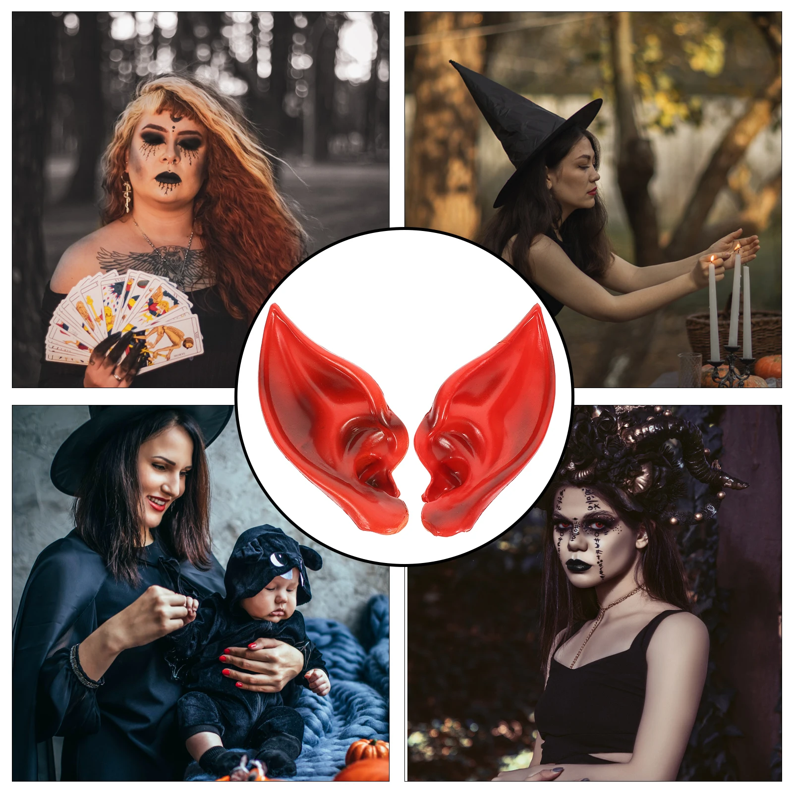 1 زوج ملون قزم آذان الدعائم مريحة هالوين تأثيري ملحق ل الجنية حفلة تنكرية كرنفال زي آذان للنساء