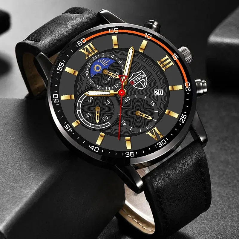 

Men's Sports Watches Luxury Fashion Men Business Stainless Steel Quartz Watches Man Casual Leather Watch Relogio Masculino