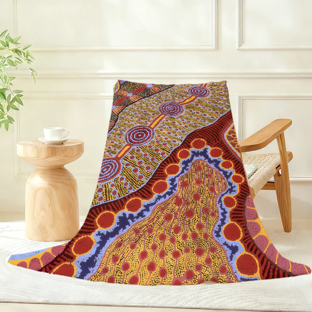 Art A-Australian A-Aboriginal Blanket Throw Super Cosy Plush Living Room Sofa Couch Childish Birthday Gifts
