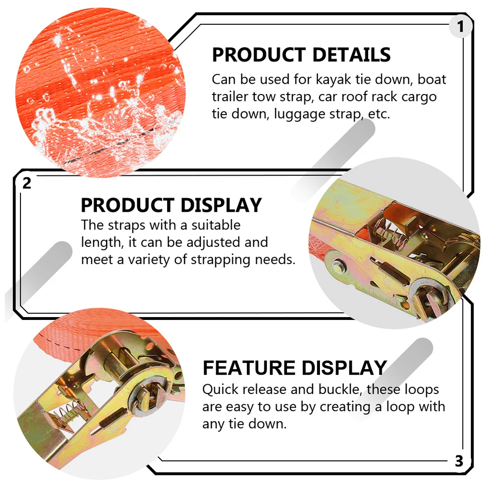 

Ratchet Lashing Strap Heavy Duty Cargo Tie Down Polyester Webbing For Truck Car Motorcycle Boat Trailer Camper Outdoor