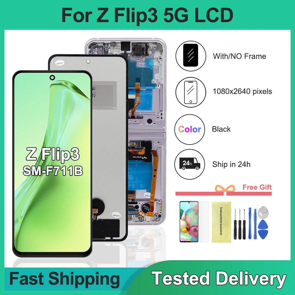 Pour Samsung Z Flip 3 F926/F9260 TFT qualité écran tactile LCD avec cadre numériseur assemblée Compatible avec Z Flip3