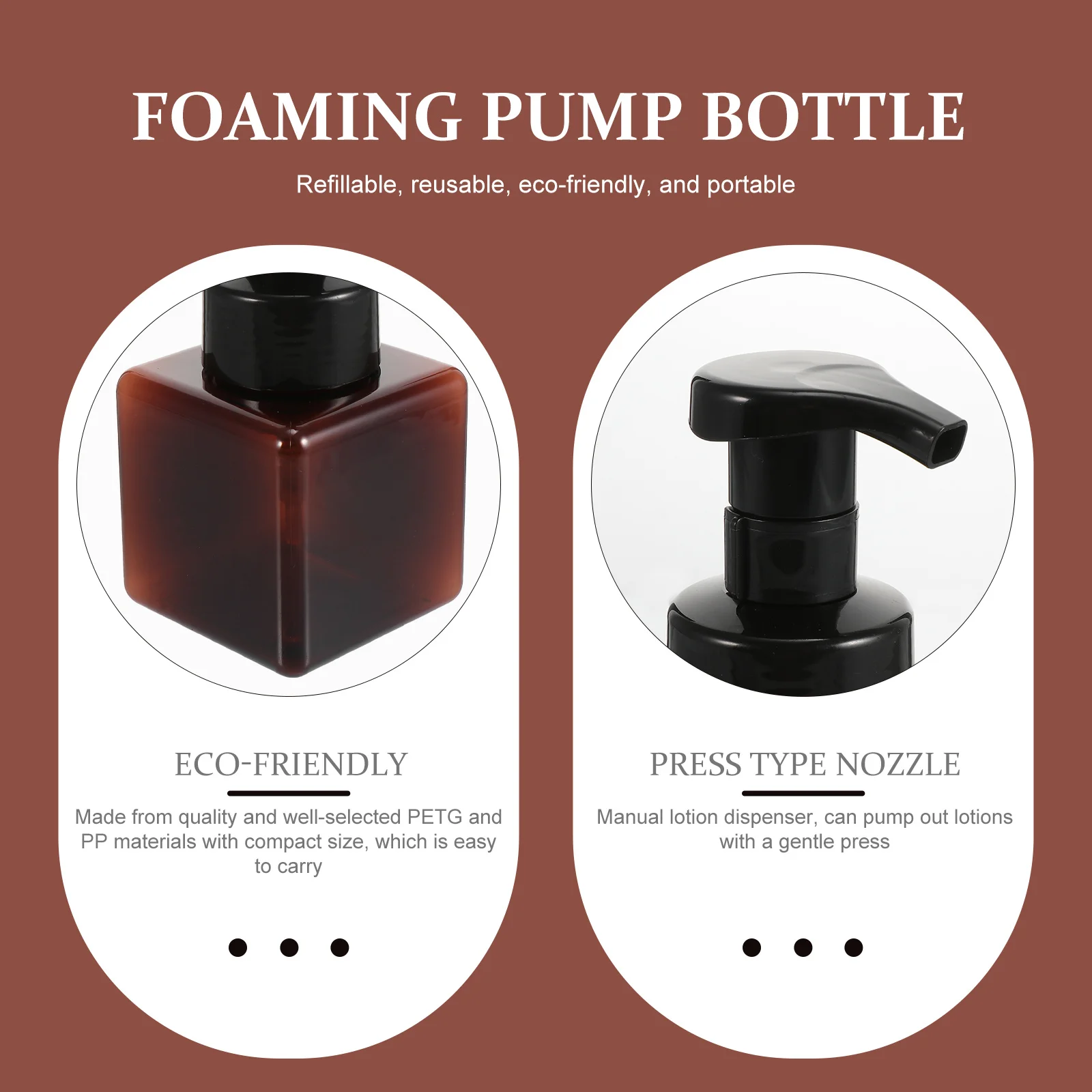 

2Pcs Foaming Pump Bottles Plastic Travel Soap Dispensers Square Refillable Lotion Containers Portable for Hiking Trip