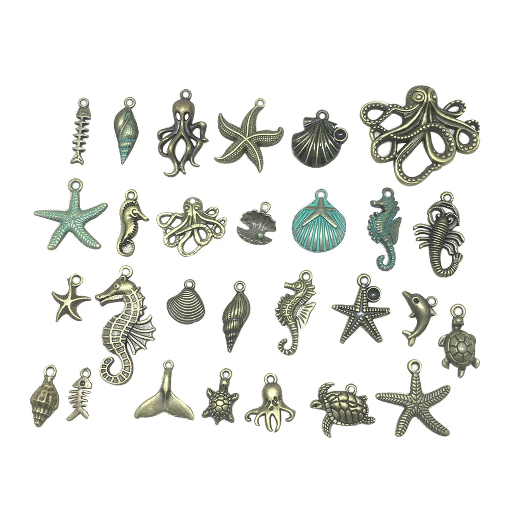 

56 Pcs Jewelry Making Charms Marine Animal Alloy Pendant Metal Pendants Findings