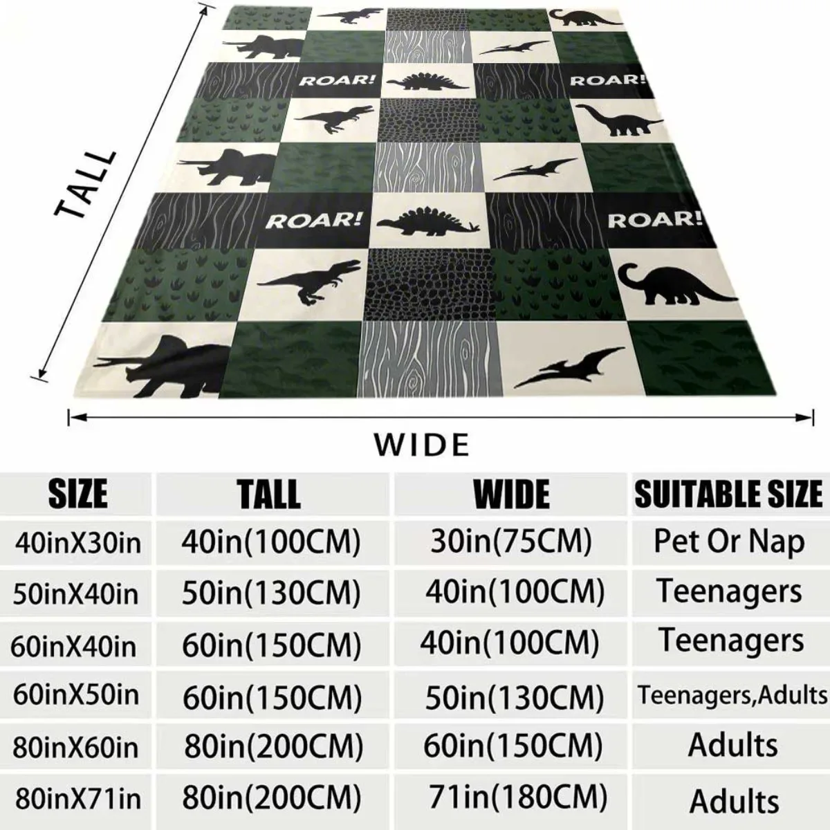 Dinosaur Theme Throw Blanket Cartoon Roar Kids Plush Nursery Decor Jumbo 150x200cm Cozy Throw Blanket
