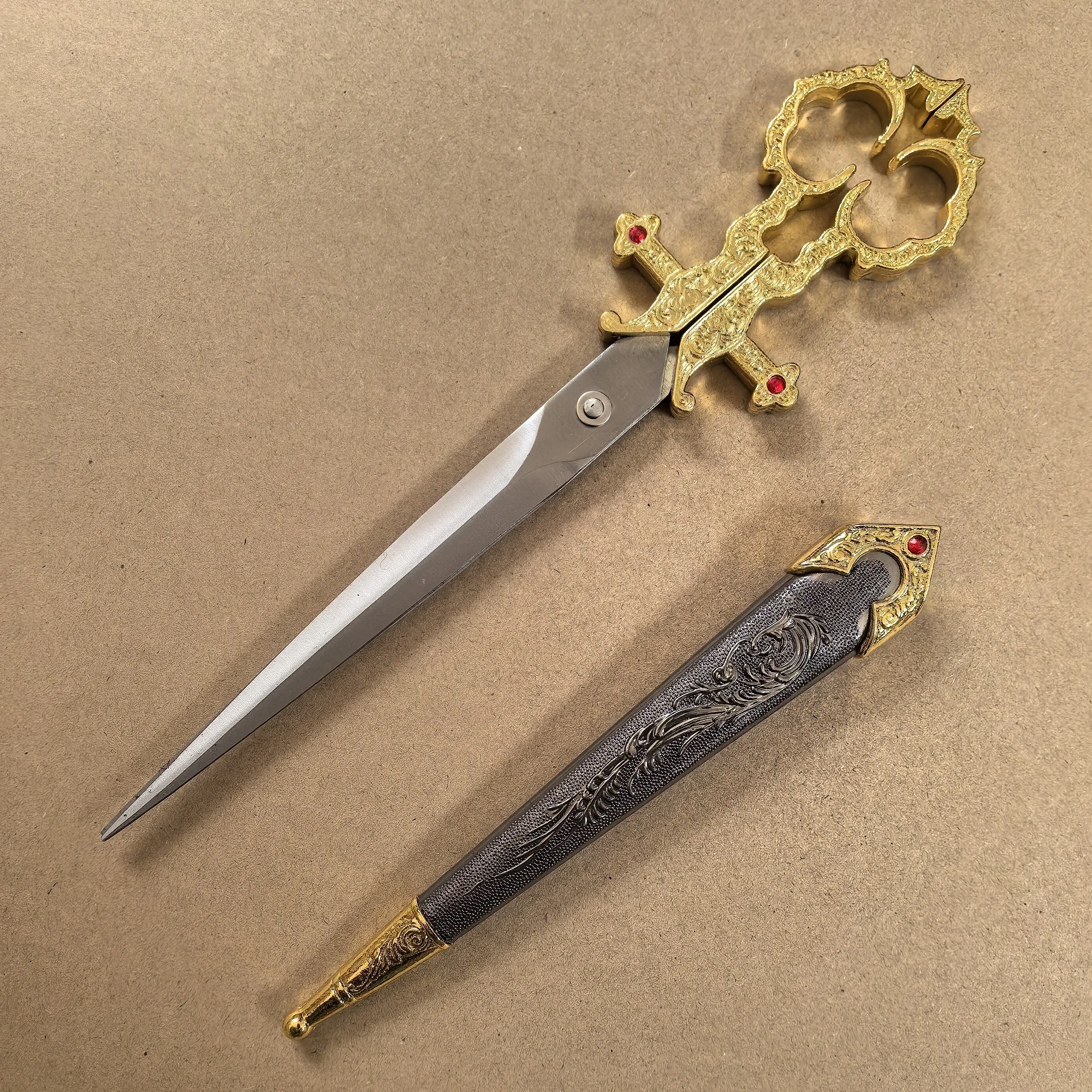 10.2インチ ミニショートソード/中世はさみソード/メタルブレード/コレクタブル/ゴールド