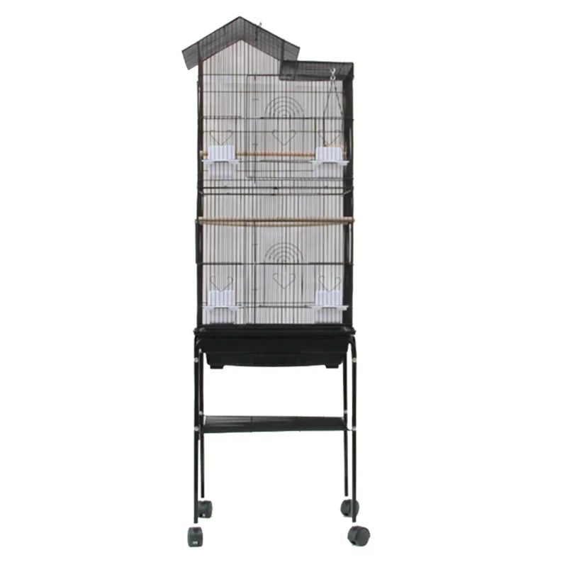 

Wholesale Large Bird Cage Outdoor Iron Bird House Moving Bird Cage With Wheels 46*36*158CM