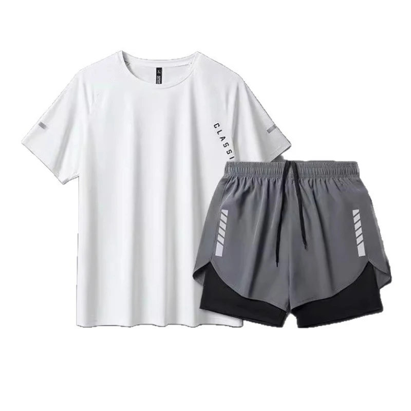 Summer Beach Quick Drying Men's and Women's Suit Fashionable and Breathable T-shirt+Shorts Comfortable Sports and Casual Wear