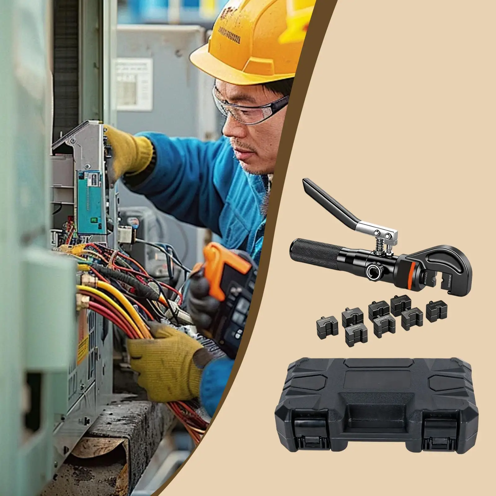 

Ручной гидравлический пресс-кримпер с насадками, высокопрочный, усиленный, для опрессовки кабельных наконечников, с автоматическим сбросом, ручные клещи для обжима