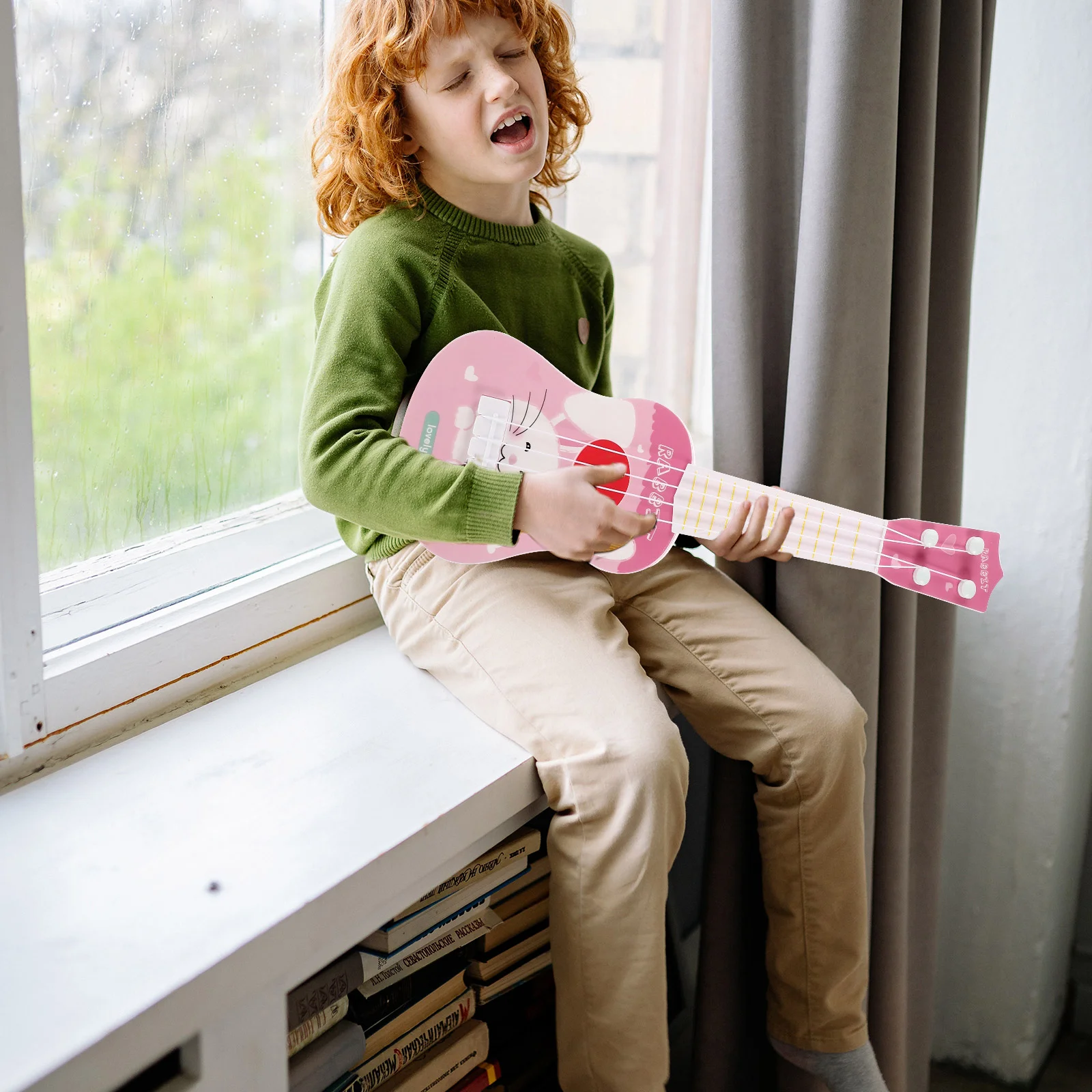 Modelo de guitarra ukulele infantil, instrumento de plástico, brinquedo infantil, aprendizagem precoce, mini guitarras musicais