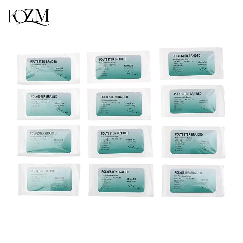 Surgical Synthetic Skin Suture Thread with needle Surgeon Veterinary Suture Kit Suture Wire  Nylon Monofilament 6/12pcs