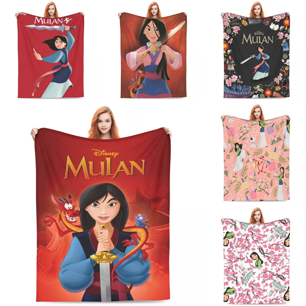 Mulan Princess Super Soft Blankets Travel Plush Throw Blanket Fashion Couch Chair Flannel Bedspread Sofa Bed Cover