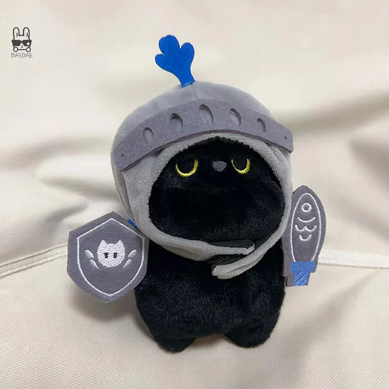 20cm Creative Bag Pendant Black Cat Knight Doll Keychain Cute Cartoon Small Cat Design Plush Animal Doll For Women Gifts