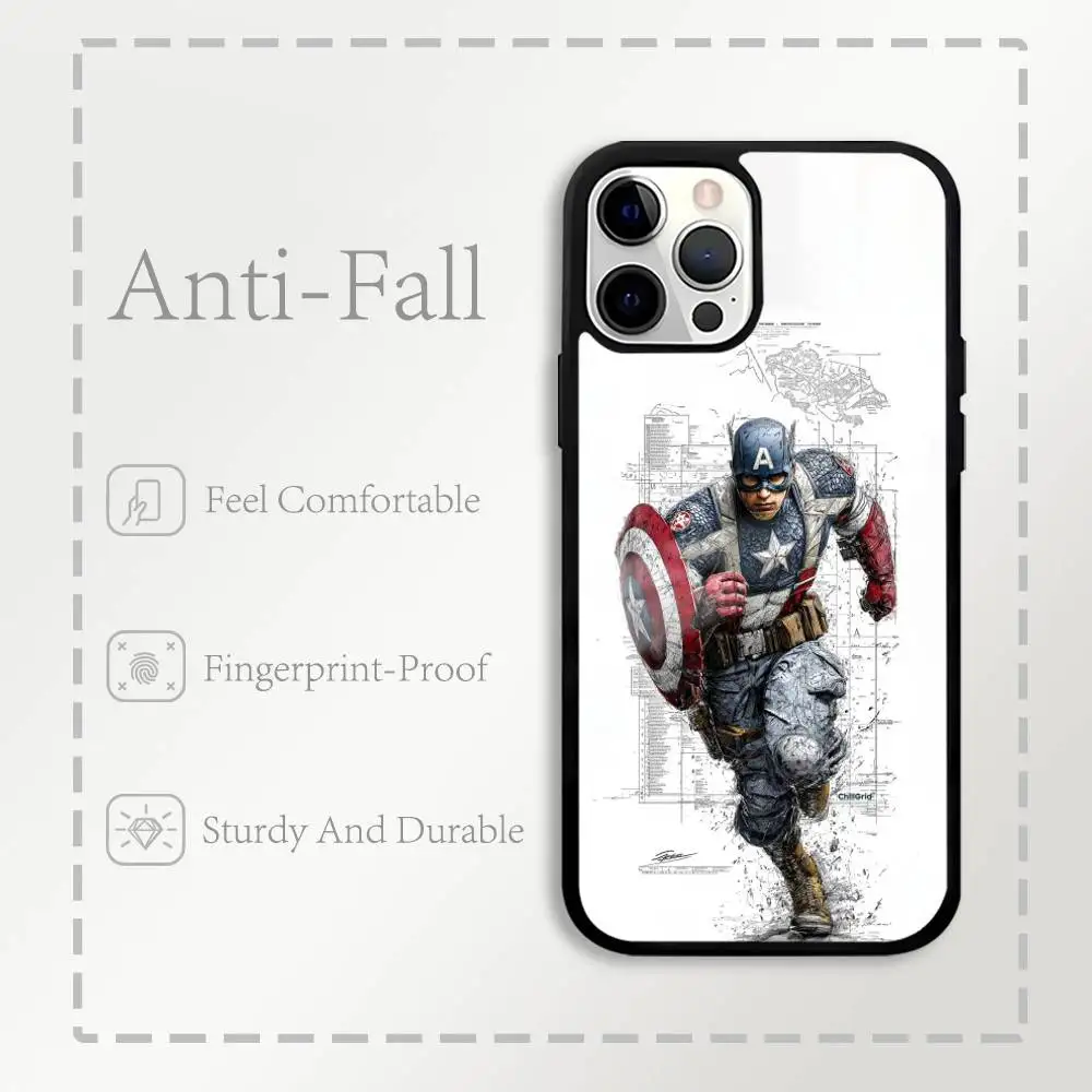 Чехол для телефона «Капитан Америка» Sketch Hero для iPhone 16, 15, 14, 13, 12, 11 Pro Max Plus Mini Plus, жесткая зеркальная поверхность, защита Funda