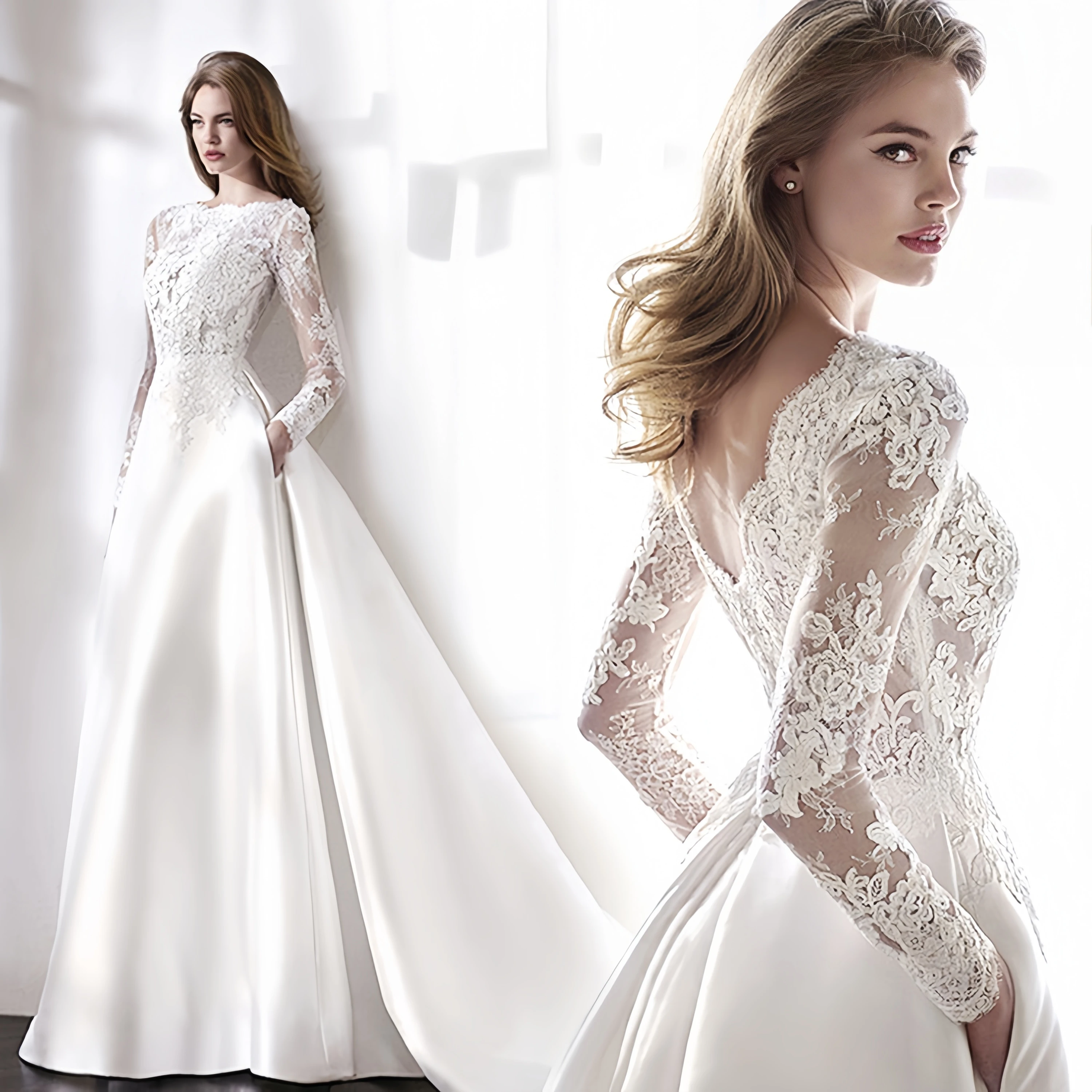 Wedding Dresses Bride Dress Elegant Full Case Court Train Vestido De Noiva A-line Princess Luxury Light Wedding dress Customized