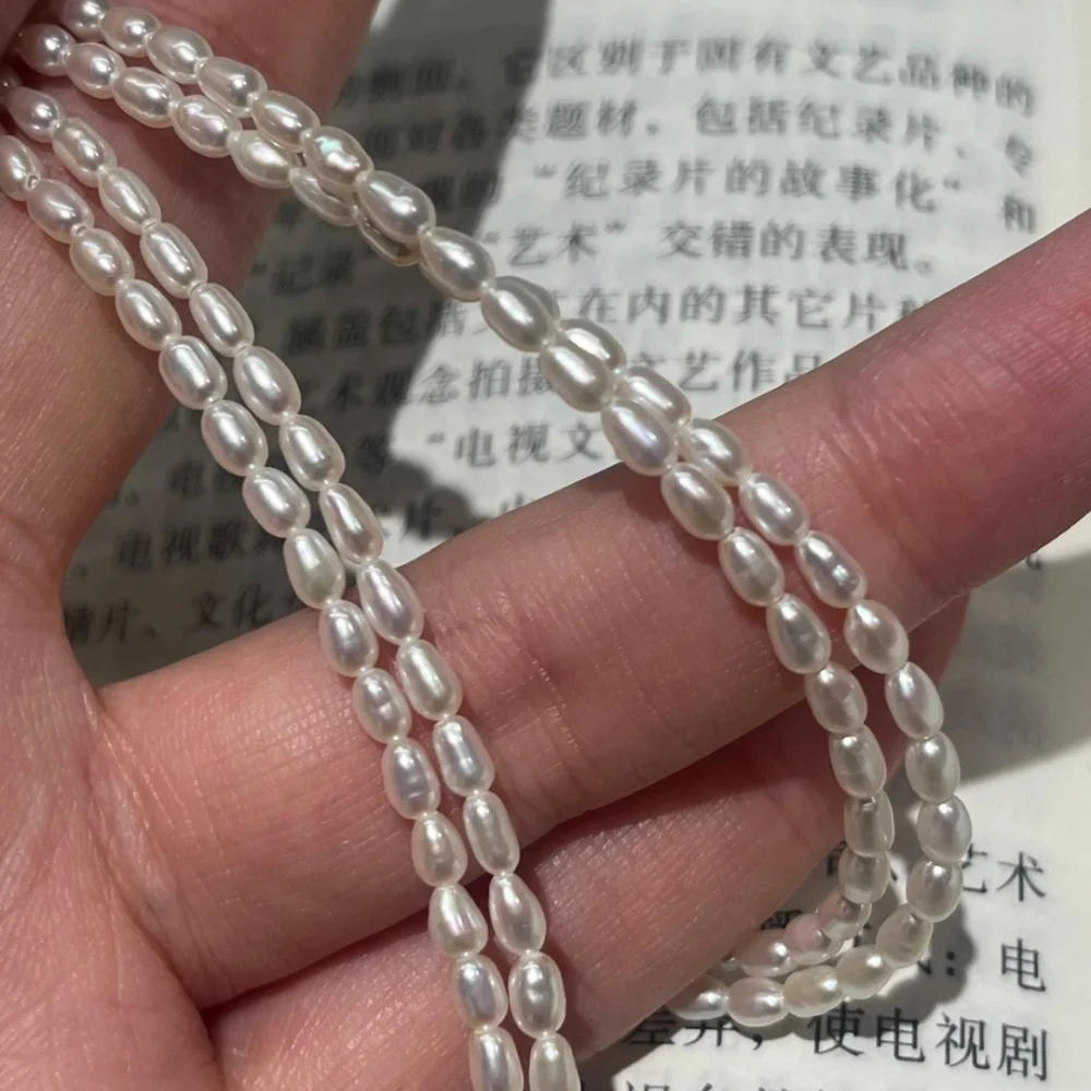 

2/2.5/3/4/5mm Natural Freshwater Pearl Rice Shape Punch Loose Bead for Make Jewelry DIY Bracelet Necklace Accessories Women Gift