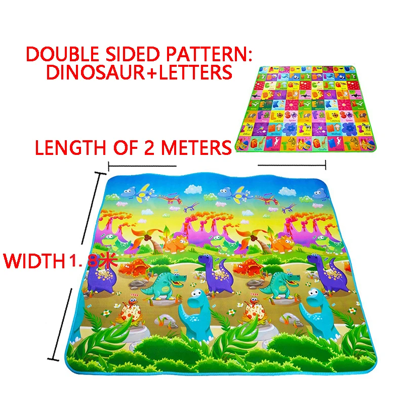 Baby Play Mat Doubel Sided Animals Kids Rug Educational Toys for Children Soft Floor Toddler Crawling Carpet Game Activity Gym