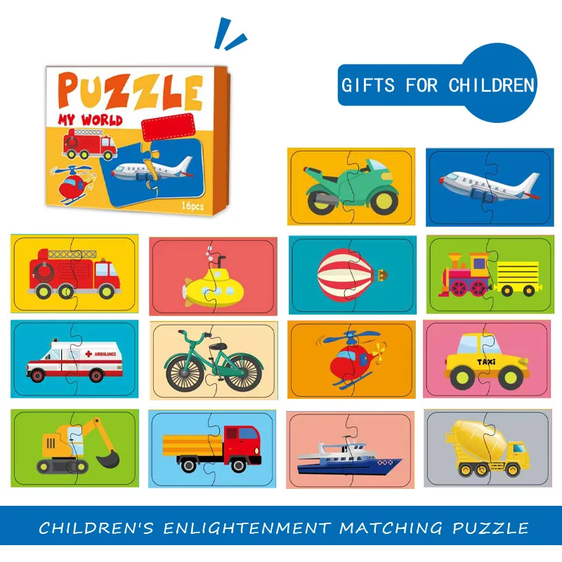 

Preschool Puzzle Puzzle Block Animal Transportation Fruit and Vegetable Flat Early Education Two-piece Toy Card