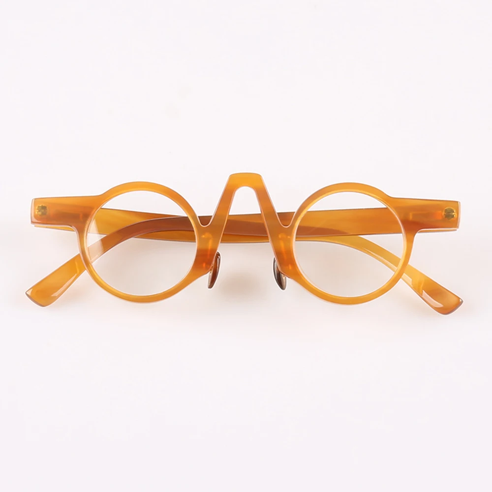 Eyeglass Frames Unique Round Vintage Handmade Natural Horn Prescription Man's Glasses Frames Graduated Lenses Myopia Eyeglasses