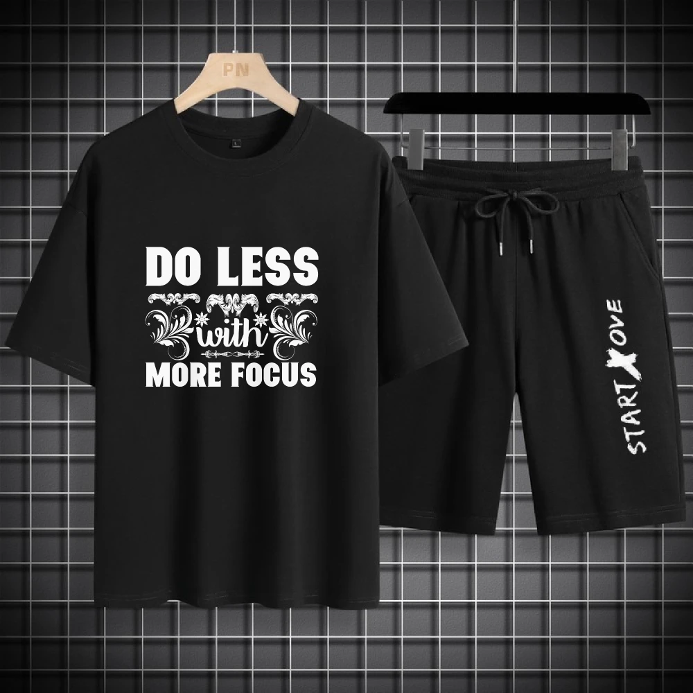 

2025 Breathable Mens Summer Casual Tracksuit Thin Sport Two Piece Set Comfort Fit Fashion Sports T-shirts+shorts two-piece sets