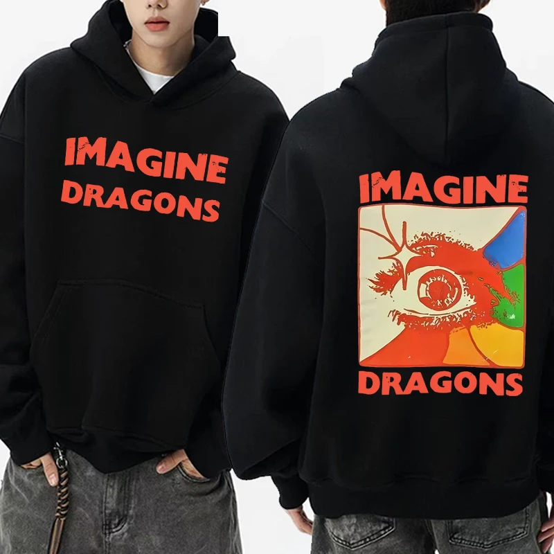 

Rock band Imagine Dragons Double Sided print black streetwear Unisex vintage hip hop Hoodies Men women Fleece Casual Sweatshirt