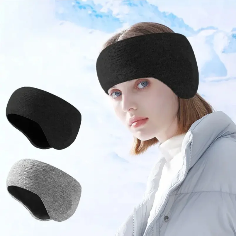 

Winter Running Headband Warm Anti-cold Knitted Ear Protection Fleece Earmuffs Windproof Thermal Outdoor Cycling Ski Earflap
