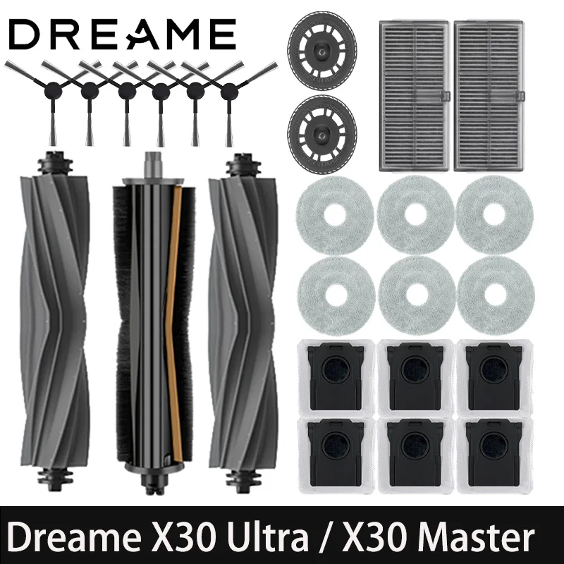 

Dreame X30 Ultra / X30 Master Vacuum Cleaner Replacement Accessories Main Side Brush HEPA Filter Mop Cloths Dust Bag Spare Parts