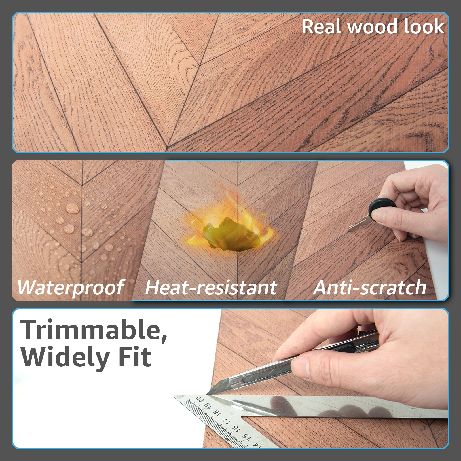 Art3d 12 بوصة × 12 بوصة بلاط أرضية من الفينيل قابل للتقشير واللصق للمطبخ وغرفة الطعام وغرف النوم، عبوة من 30 قطعة #6