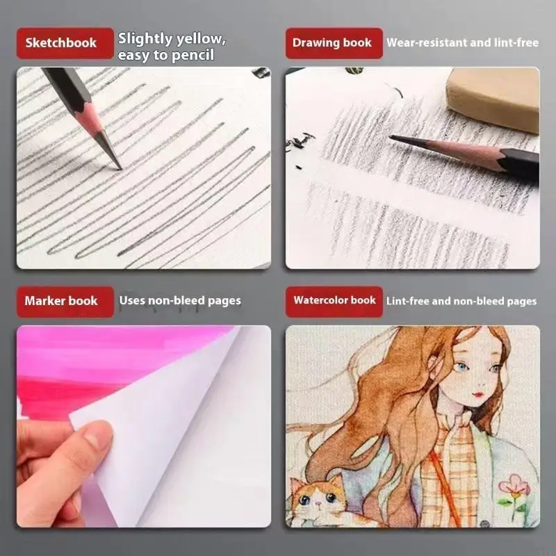 

Portable 16K 8K Drawing Notebook 60 Sheets Spirals Thick Art Paper