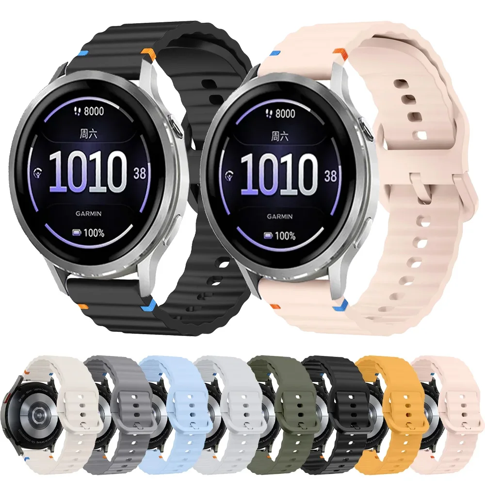 18/20/22mm Wellen-Silikonarmband für Garmin Forerunner 570 47mm 42mm 970 Sportarmband Correa Garmin Venu 4 45mm 41mm Active 6-5
