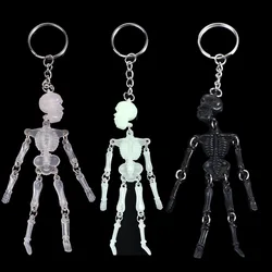 Luminous Skull Keychain Multi-joint Skeleton Personality Gothic Accessories Halloween Car Keychains For Couples Jewelry Fashion