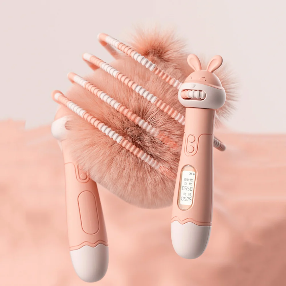 Cuerda para saltar ajustable con cuentas suaves sin atar nudos, cuerda para saltar de bambú, contador Digital creativo