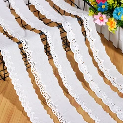 Small Wide Off White Cotton Cloth Embroidery Fabric, DIY Lace Trim, Clothes Skirt Collar, Home Decoration, 5Yards/Lot