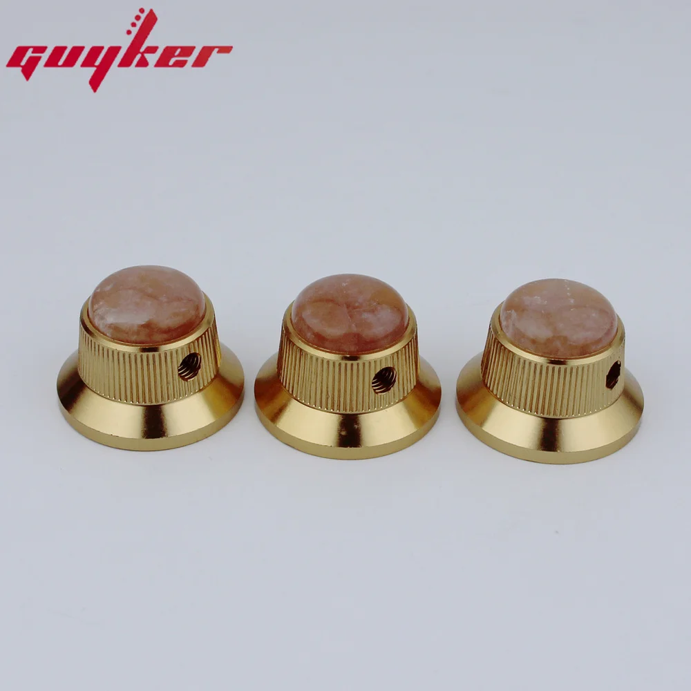 Electric Guitar Bass Metal Control Volume Knob Hat Type Natural Silty Crystal Stone Surface