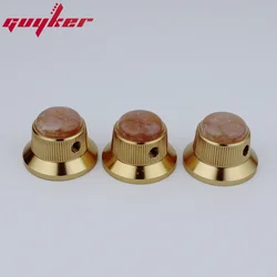 Electric Guitar Bass Metal Control Volume Knob Hat Type Natural Silty Crystal Stone Surface