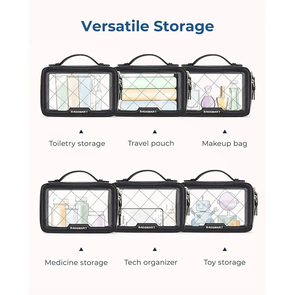 2pcs/set New Clear Clear Makeup Bag PVC Waterproof Travel Toiletry Bag Leather Make Up Organizers for Women