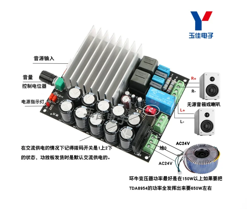 Free Ship 1pcs Digital Power Amplifier Board XH-M257 Ultra-High-Power Mono Audio Amplification TDA8954TH  Level 420W X-0.4KG