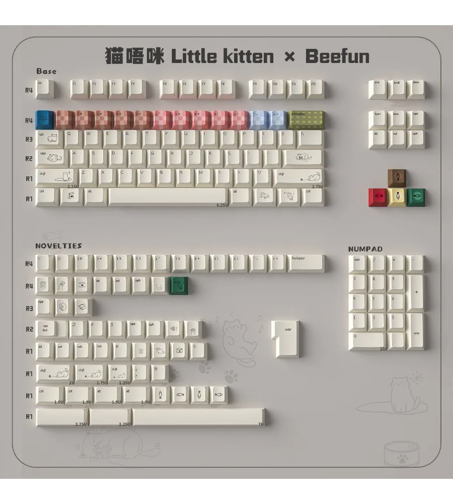 Sublimation Original Cute Minimalist Small Font Customized Mechanical Keyboard Keycap White Full Set PBT