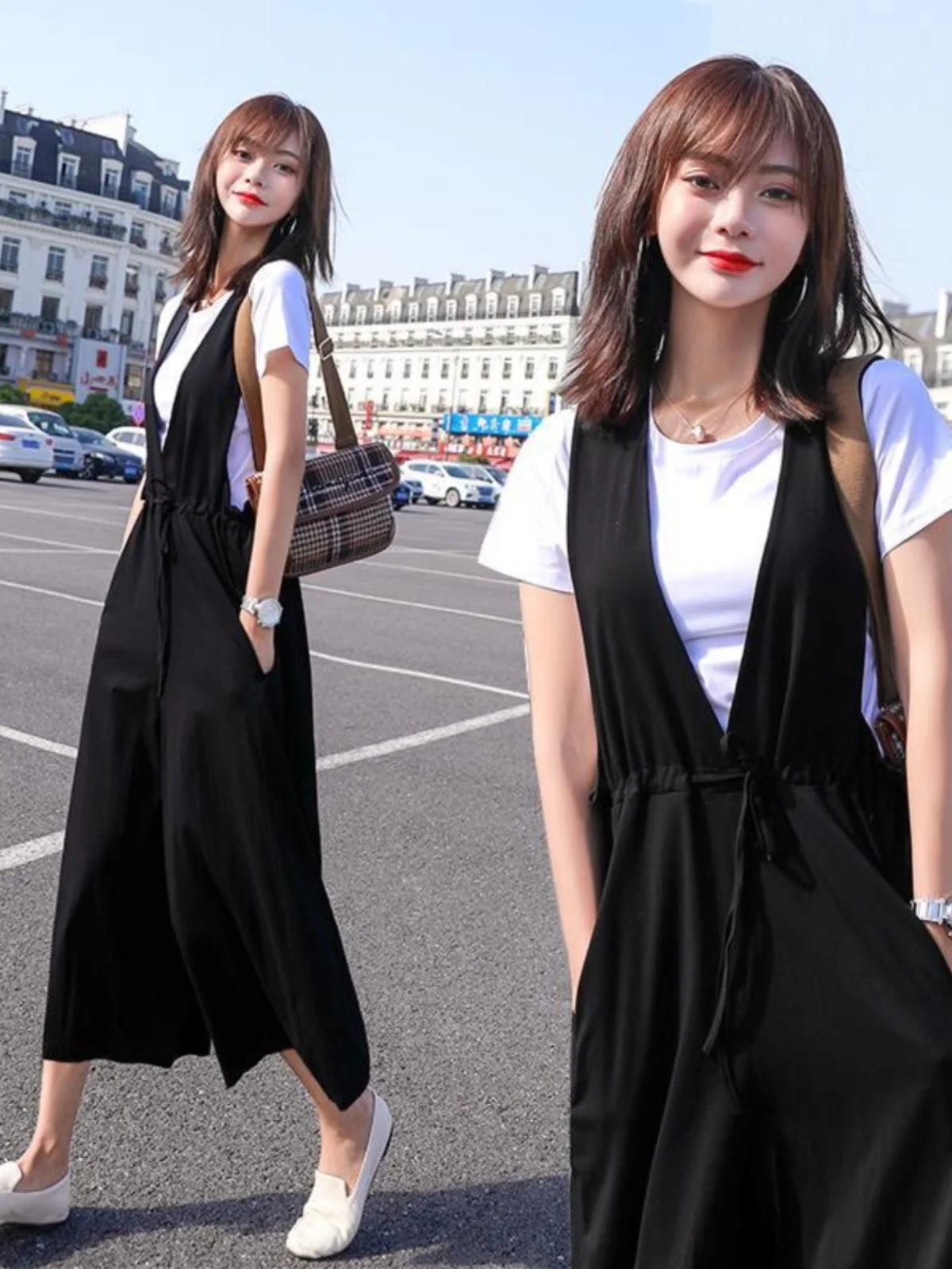 

Summer Fashion Set for Women Wide Leg Pants Cover up Slimming Effect Stylish Two Piece Set Polyester Material Trendy Look