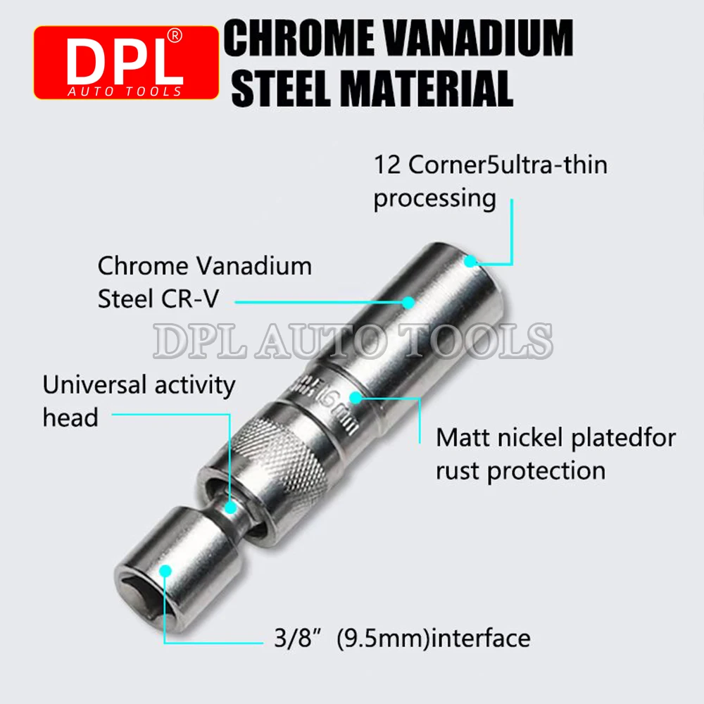 14mm/16mm Magnetic Spark Plug Socket Wrench 12 Angle Repair and Removal Tool Thin Wall 3/8 Inch Auto Repair Tool