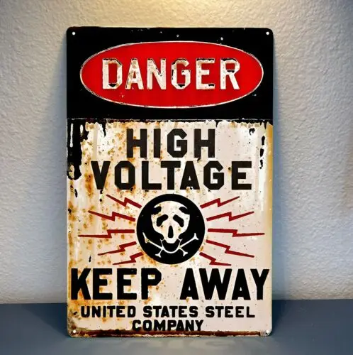 k1, Warnschild „Gefahr Hochspannung – Halt dich fern“ von Us Steel Company, Metallposter, 8 x 12 Zoll, Aluminium