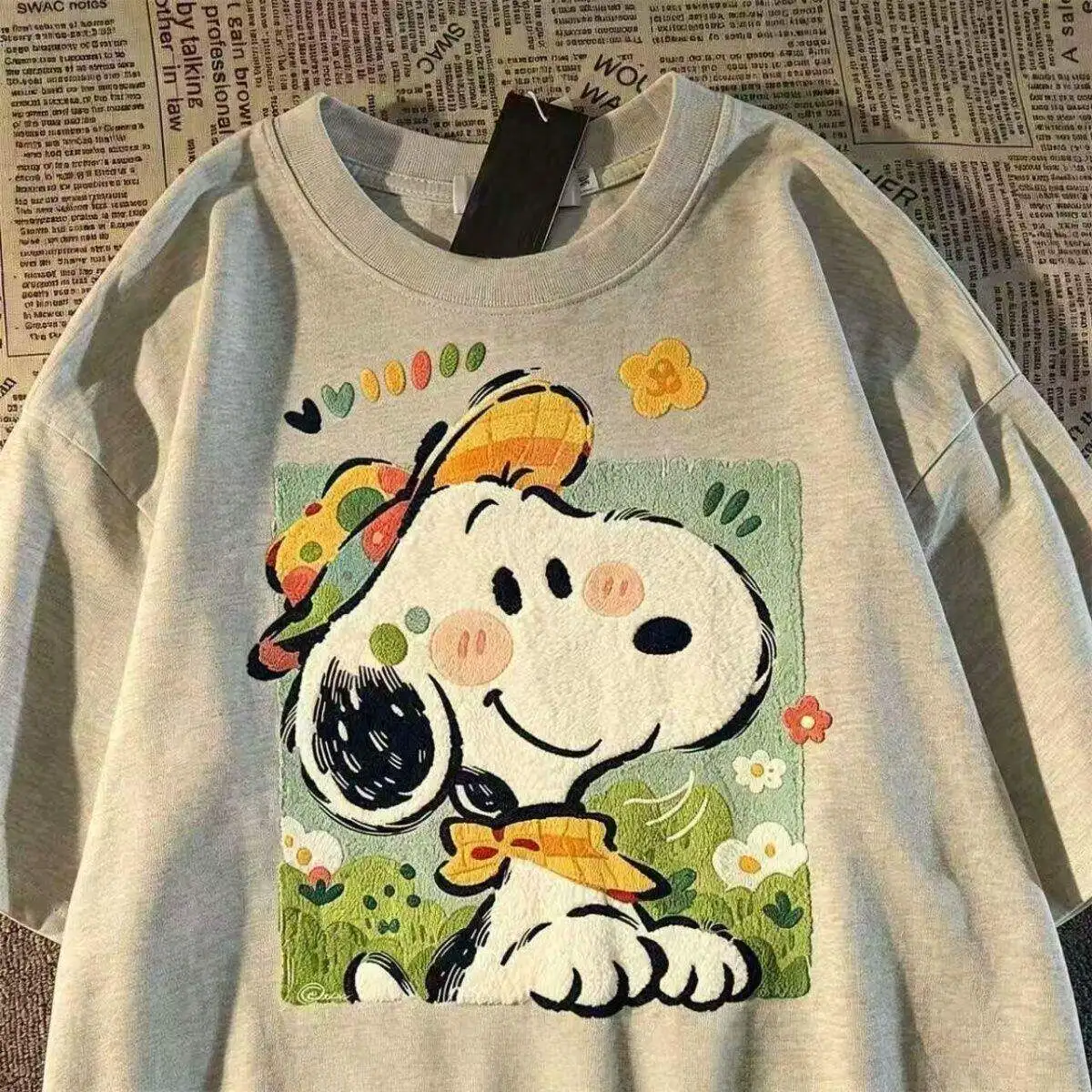 Cartoon Snoopy 2D-Druck Kurzarm-T-Shirt Sommer Kinder- und Erwachsenen-T-Shirt aus reiner Baumwolle Familien-T-Shirt Herren- und Damen-Kinder-T-Shirt – Detail 5