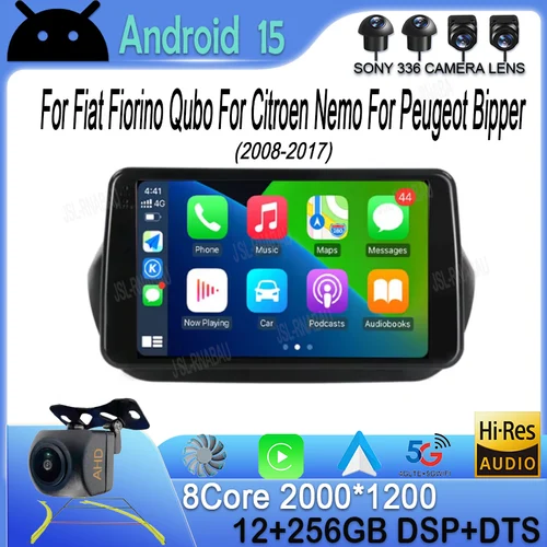 Imagen 2 del producto Android 15 para Fiat Fiorino Qubo para Citroen Nemo para Peugeot Bipper 2008 - 2017 Radio de coche reproductor Multimedia estéreo