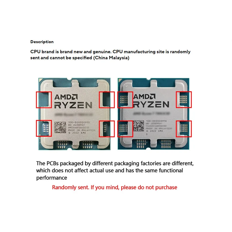 AMD Ryzen 5 7500F R5 7500F 3.7GHz 6-Core 12-Thread CPU Processor 5NM L3=32M 100-000000597 Socket AM5 New Sealed and without fan