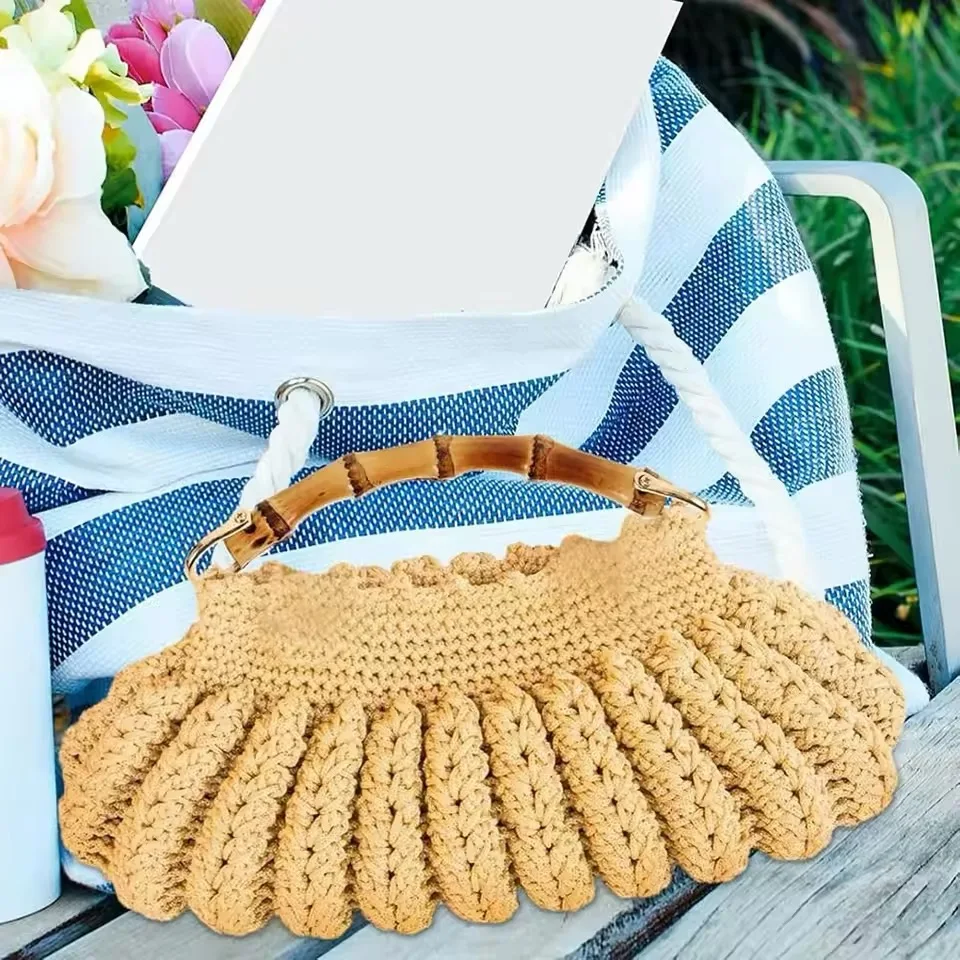 1 buah pegangan bambu 15.5cm untuk tas tangan dompet Retro lucu bingkai gesper ciuman untuk tas dompet kayu pegangan konektor DIY aksesori tas