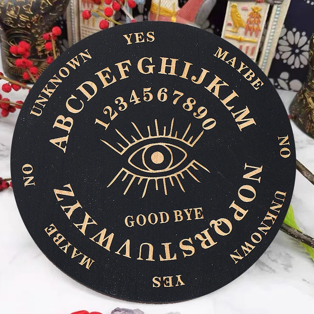 

1PC 15CM Wooden Board Eye Patterns Energy Crystal Display Stand Game Party Round Board Home Decorative Boards