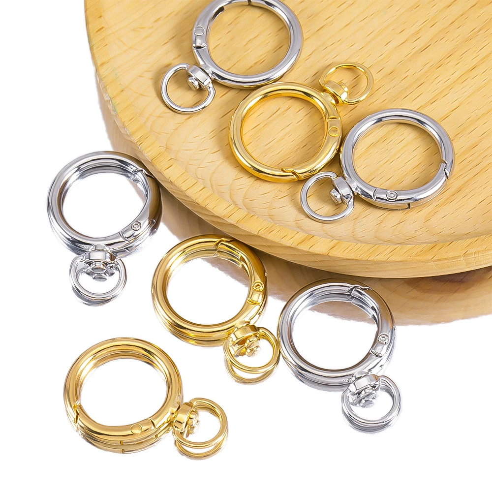 2/5Pcs Round Shape Rotation Alloy Lobster Spring Clasps Openable Key Ring Hook Connector Dog Chain Buckle for DIY Jewelry Making