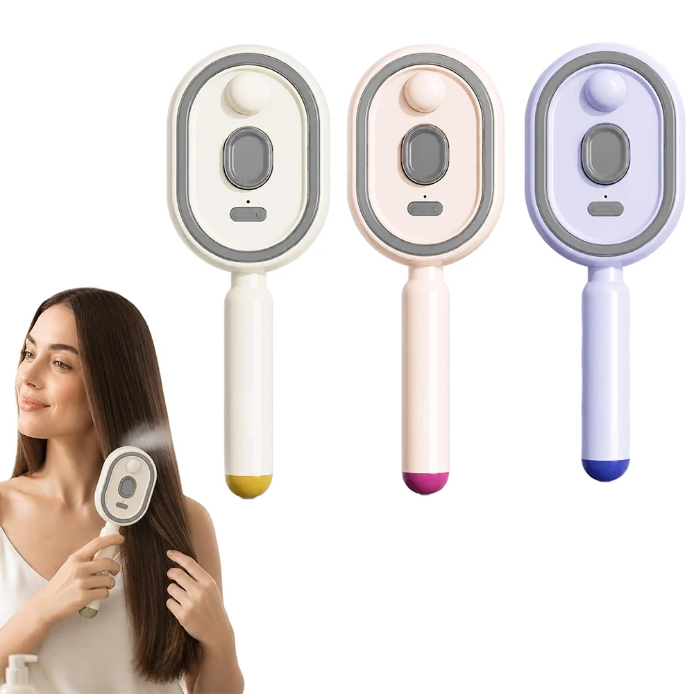 3 In 1 Rechargeable Electric Spray Massage Comb Soft-Touch Bristles Self-Cleaning Steam Essential Oil Hair Brush Massager Comb